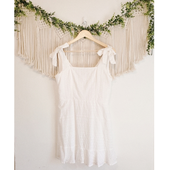 Altar'd State Dresses & Skirts - ALTAR'D STATE White Tie Shoulder Eyelet Mini Dress